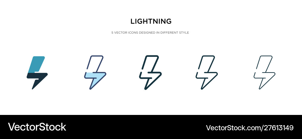 Lightning icon in different style two colored Lightning icon in different style two colored vector image
