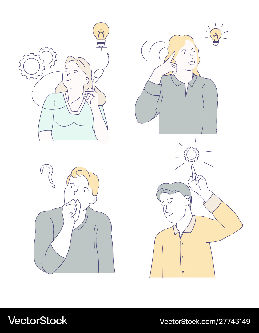 Men and women doubts hesitation having Men and women doubts hesitation having vector image