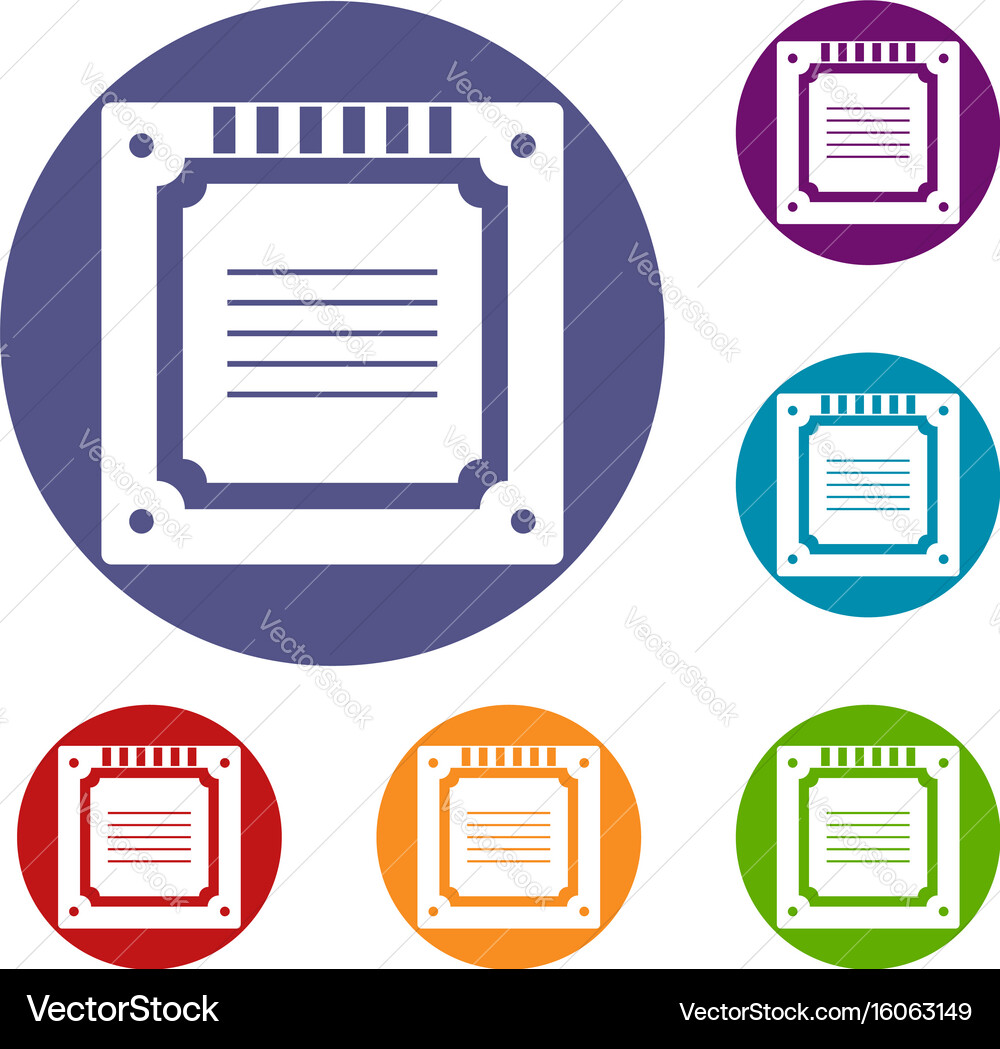 Modern multicore cpu icons set vector image
