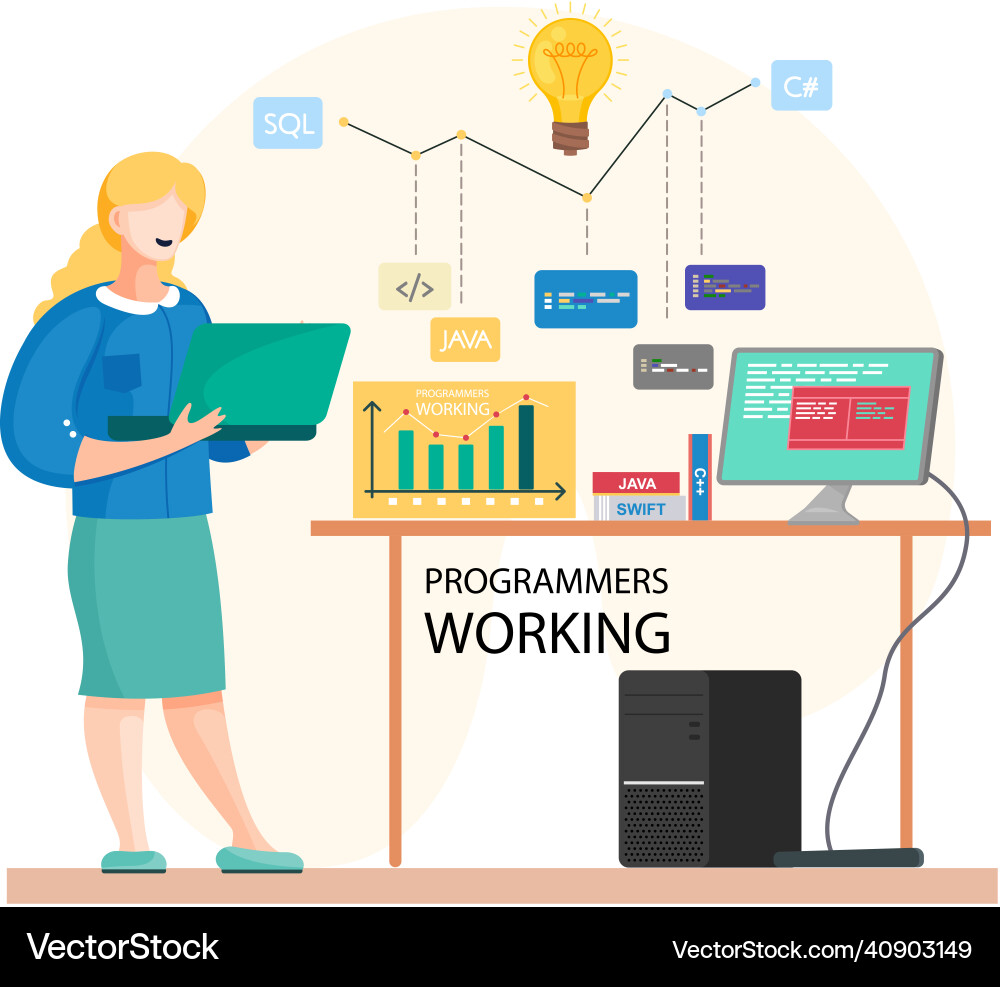 Programmierer Engineering und Codierung Programmierer Engineering und Codierung vektorbild