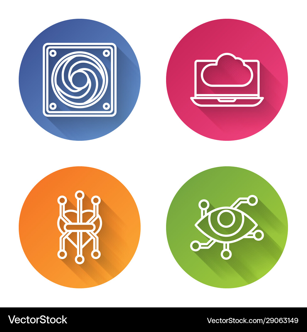 Set line computer cooler cloud technology data Set line computer cooler cloud technology data Vector Image