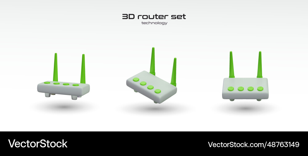 Set with routers in different positions Set with routers in different positions Vector Image