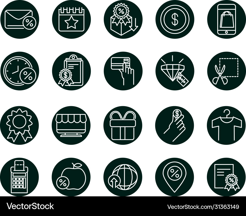 Shopping block and line style icon set vector image