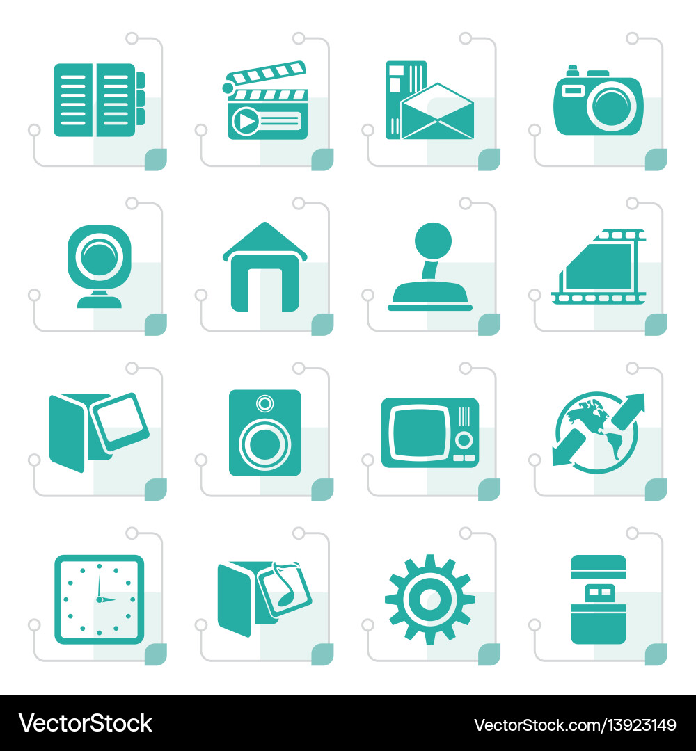 Stylized internet computer and mobile phone icons Vector Image