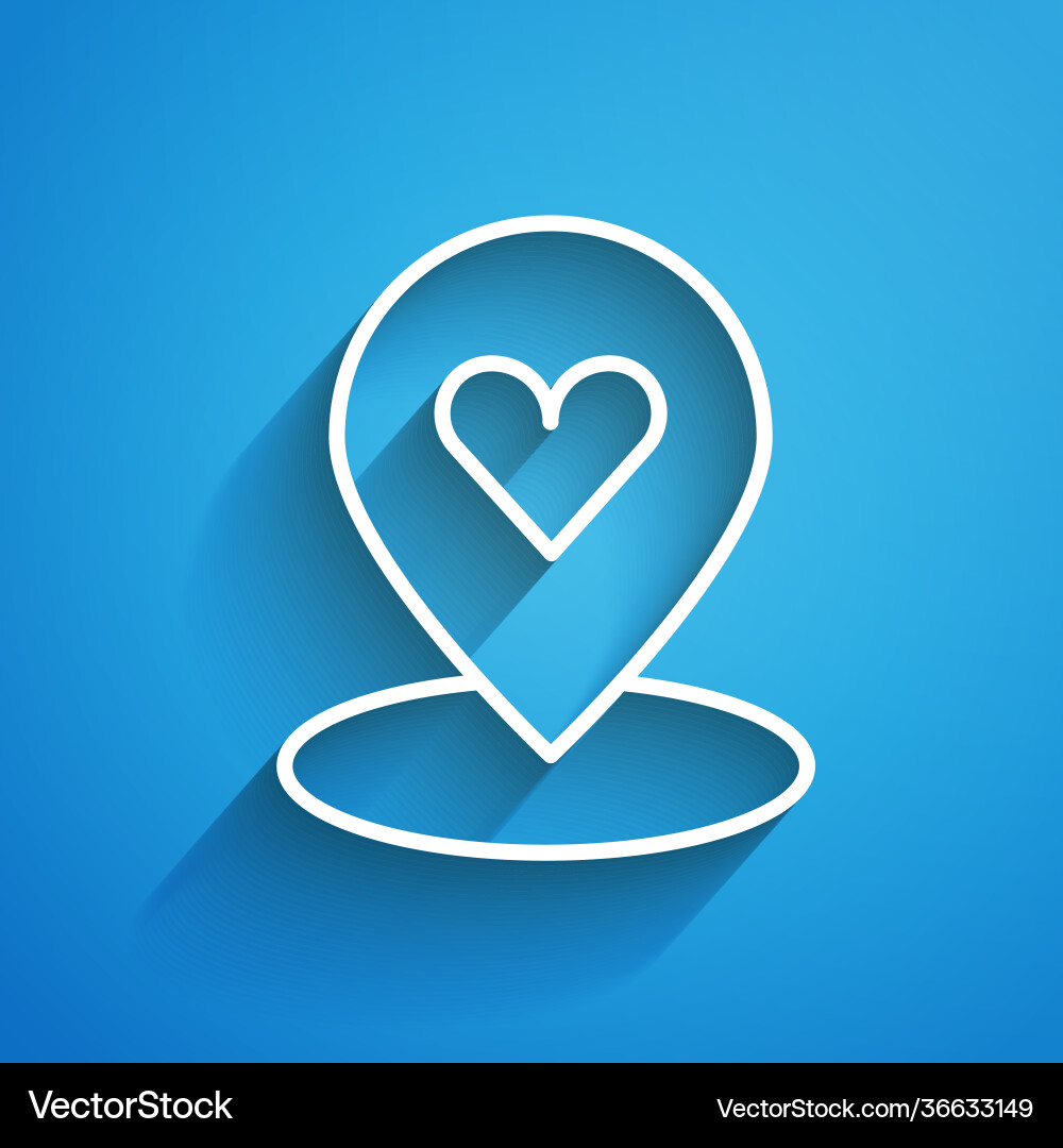 White line map pointer with heart icon isolated Vector Image