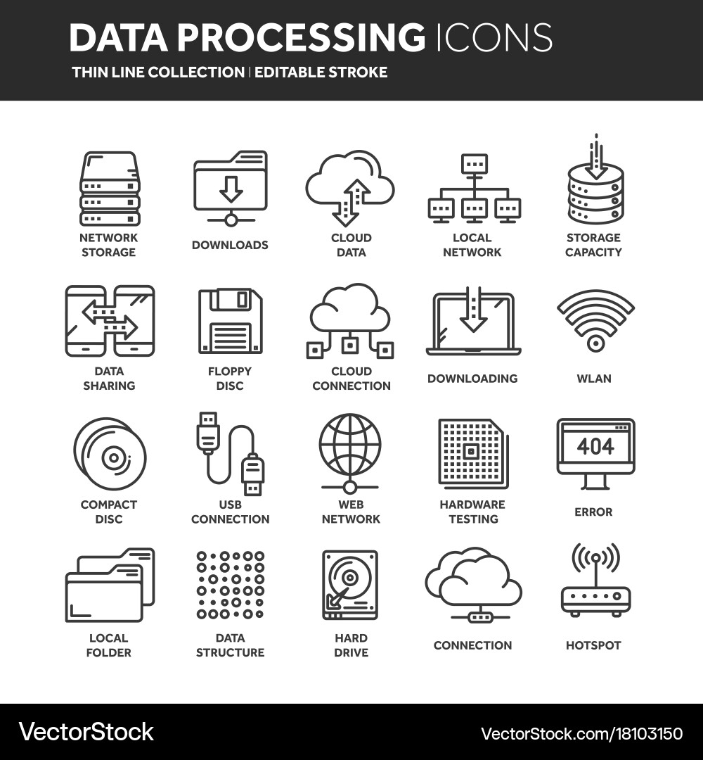 Cloud Computing Icons - Network & Data vector image