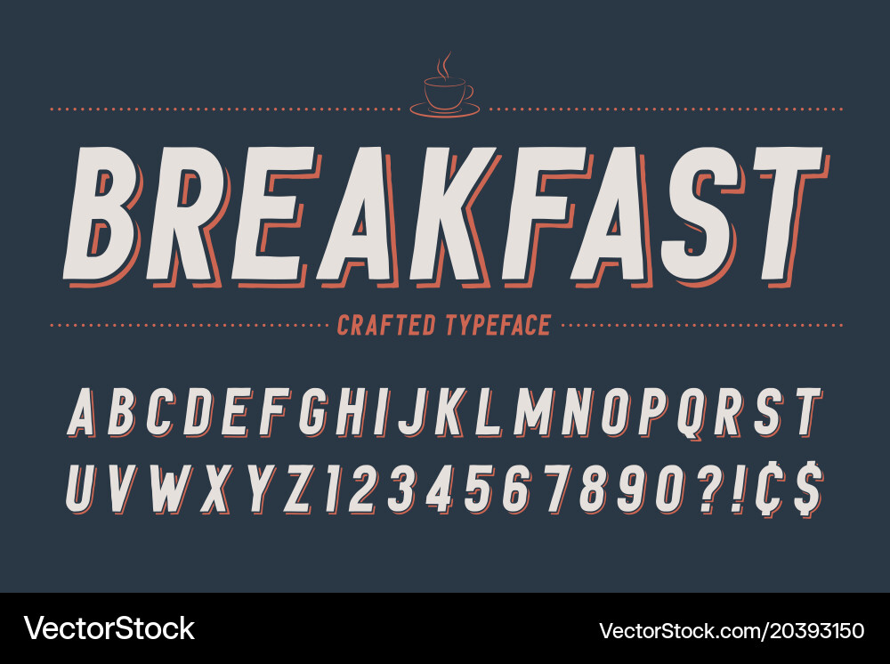 Condensed retro display font design alphabet vector image