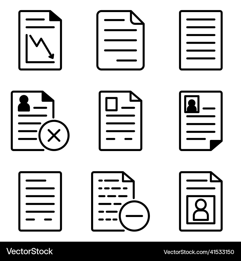 Docs flat icon set isolated on white background Vector Image