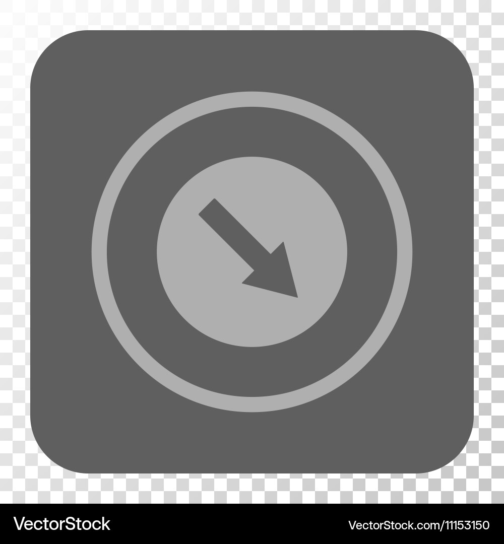 Down-right rounded arrow square button vector image