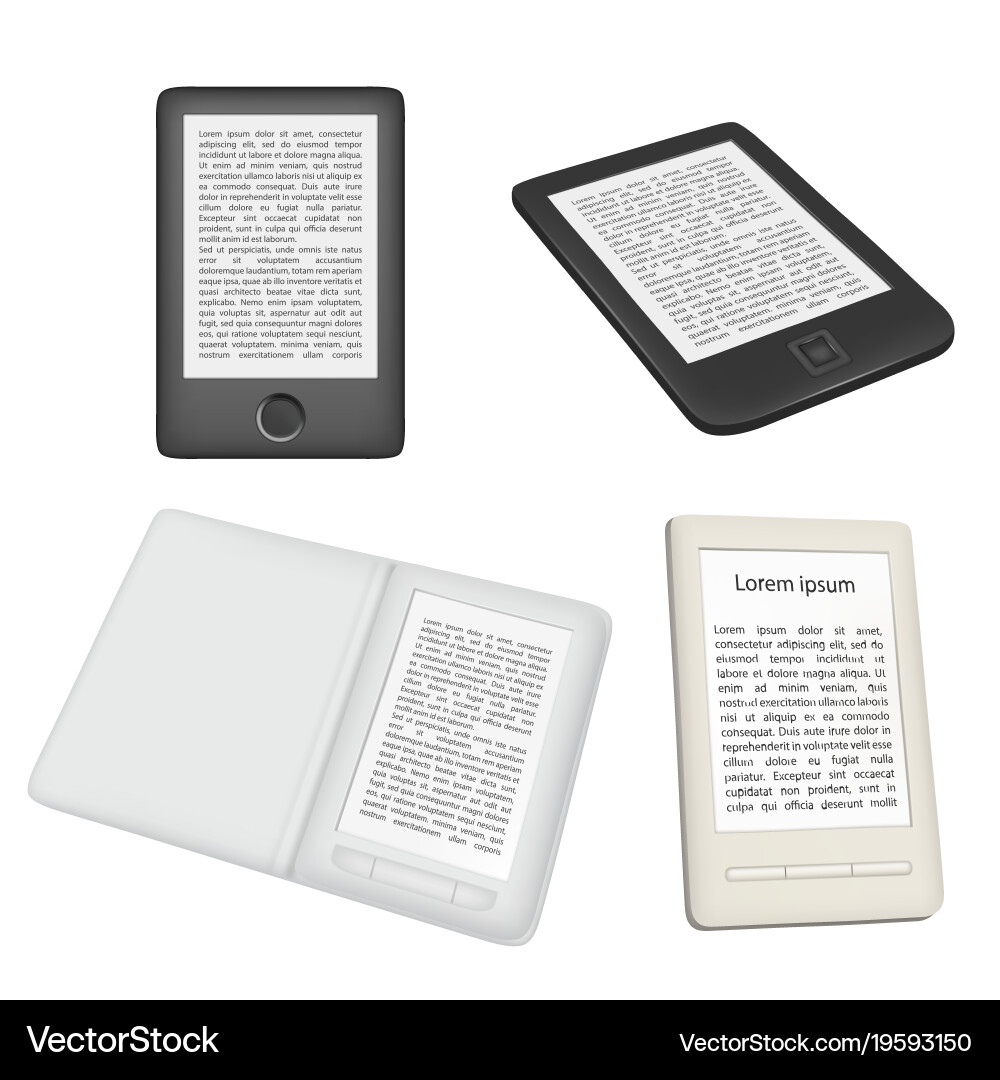 E-book reader or e-reader icon set vector image