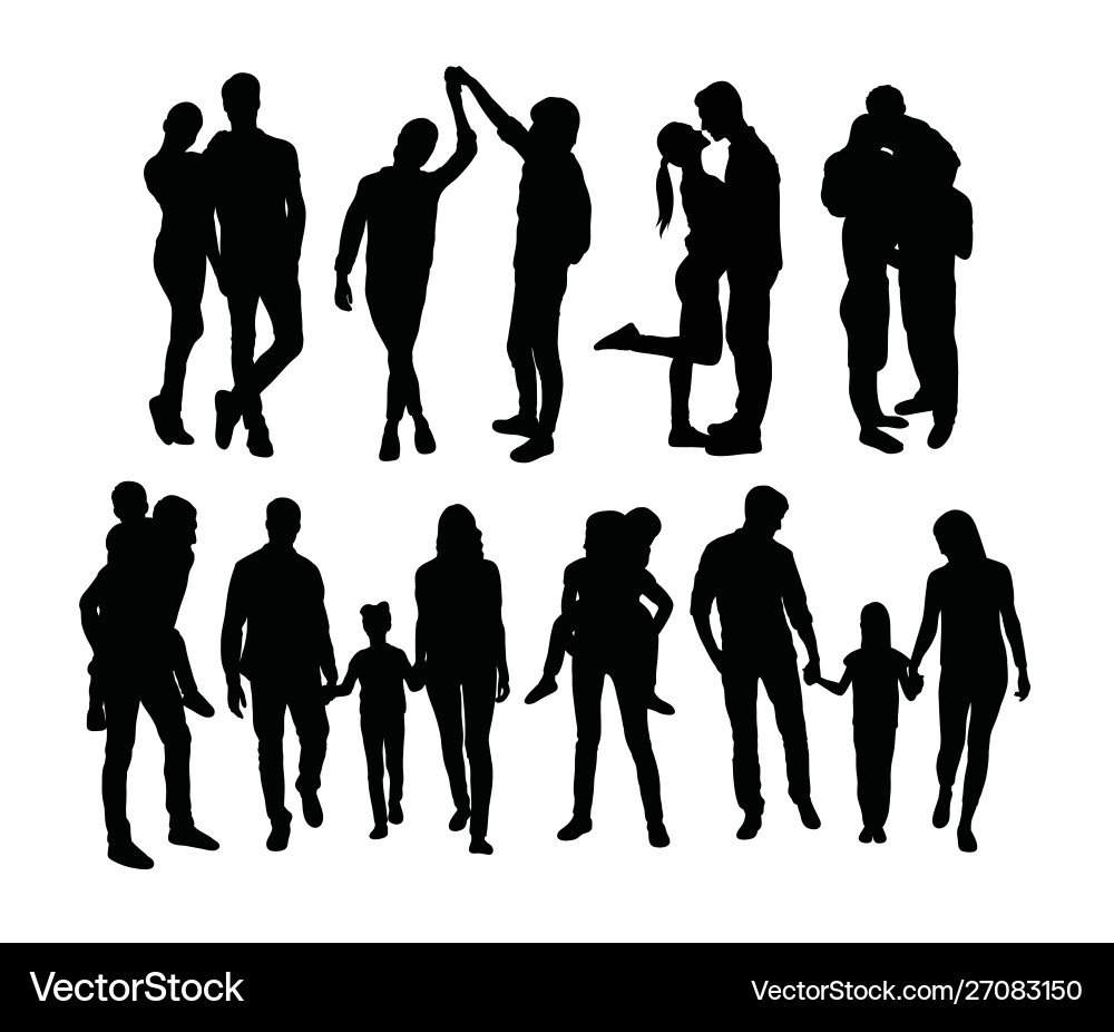 Family Silhouettes - Happy Moments Vector Image