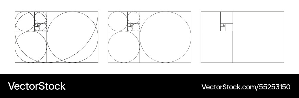 Goldenes Verhältnis Vorlage set fibonacci array number vektorbild