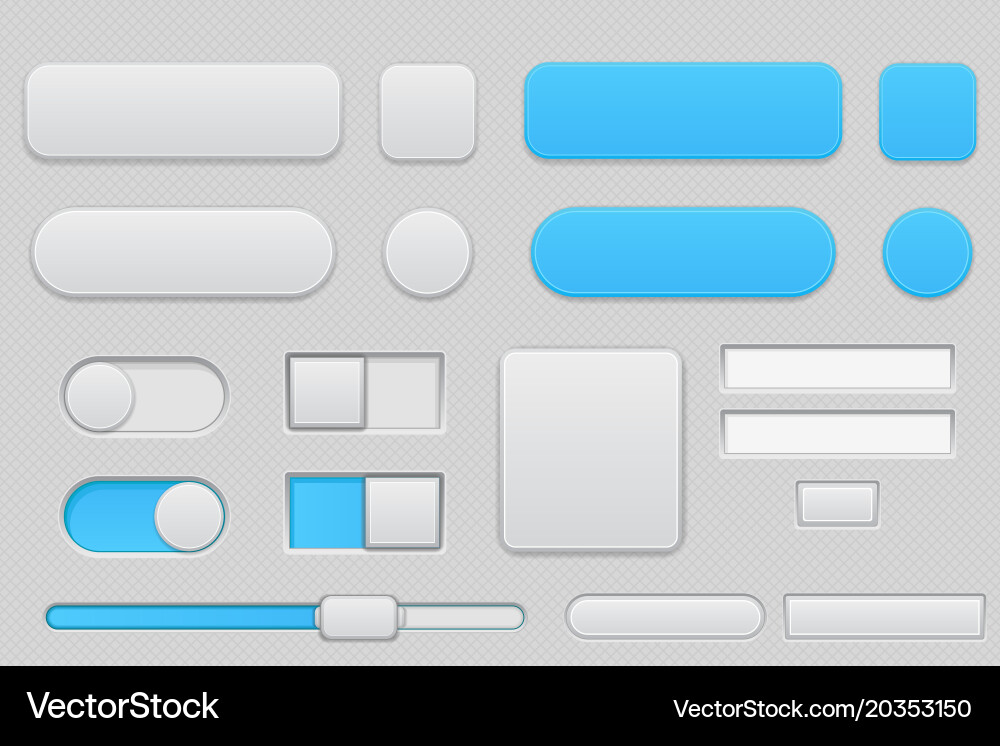 Light grey and blue interface buttons vector image