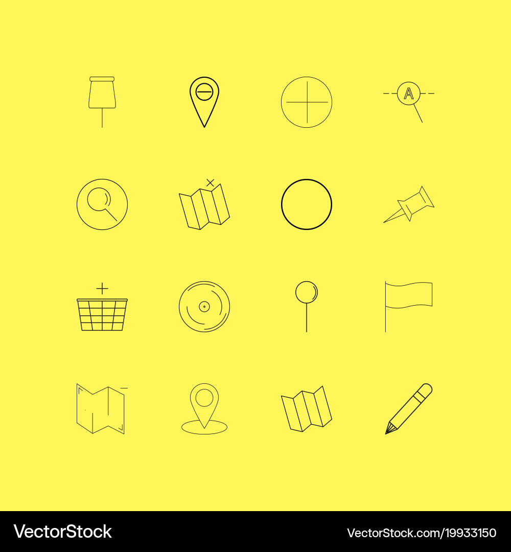 Map and navigation linear icon set simple outline Vector Image