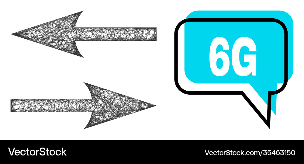Misplaced 6g message balloon and net mesh Misplaced 6g message balloon and net mesh Vector Image