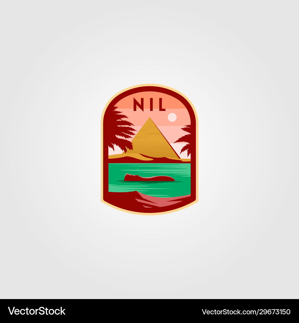 Nil river logo pyramid design Nil river logo pyramid design vector image
