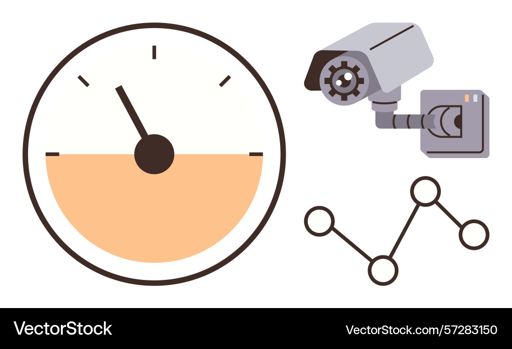 Performance gauge security camera and network Performance gauge security camera and network vector image