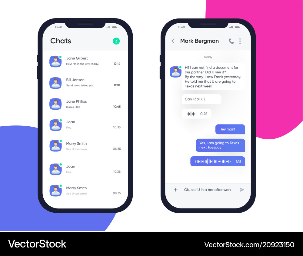 Phone chat interface sms messages speech Phone chat interface sms messages speech vector image