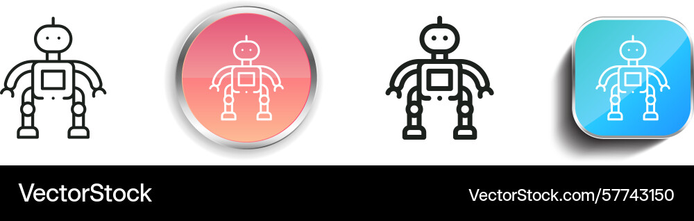 Robot icon thin linear regular and button style Robot icon thin linear regular and button style vector image