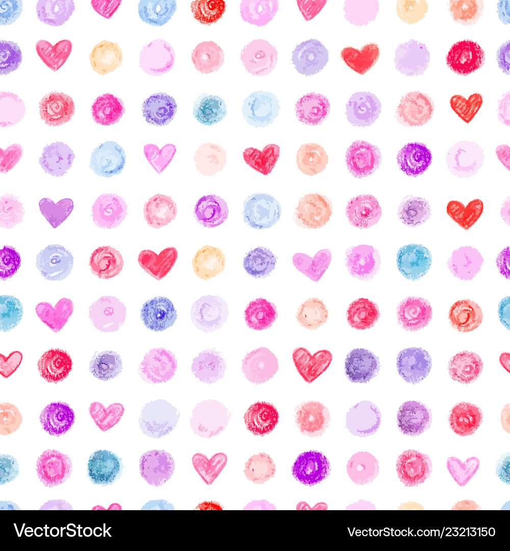 Seamless pattern with hand drawn hearts and dots Seamless pattern with hand drawn hearts and dots vector image