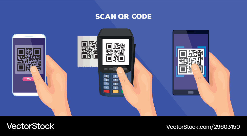 Set poster scan code qr and icons Set poster scan code qr and icons vector image