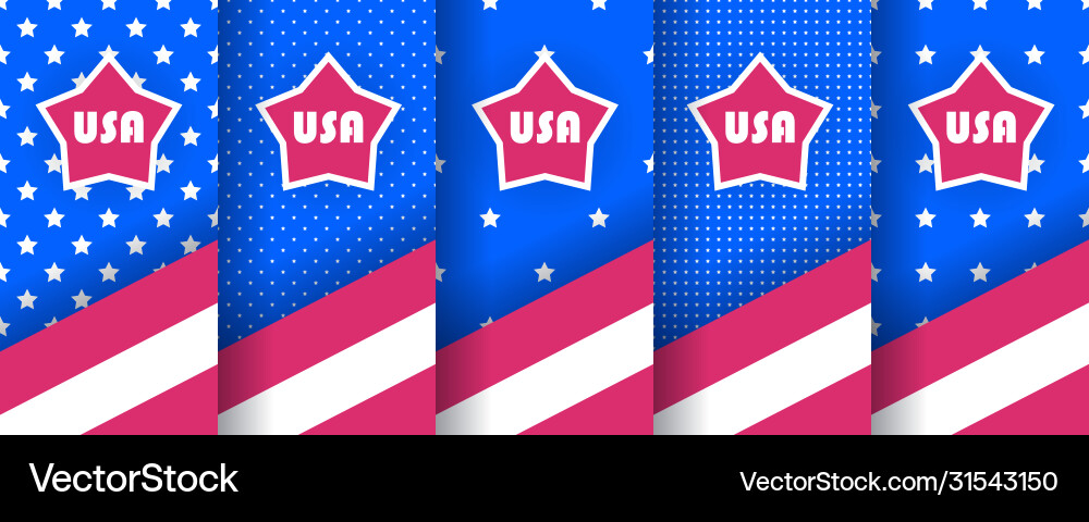 Set seamless patterns with stars in colors Set seamless patterns with stars in colors vector image