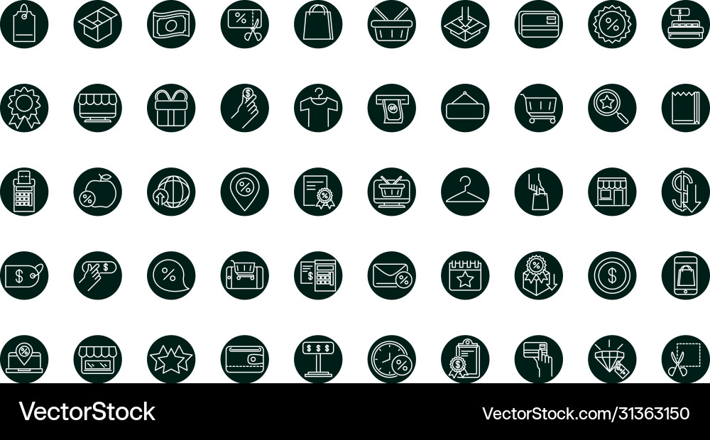 Shopping block and line style icon set vector image