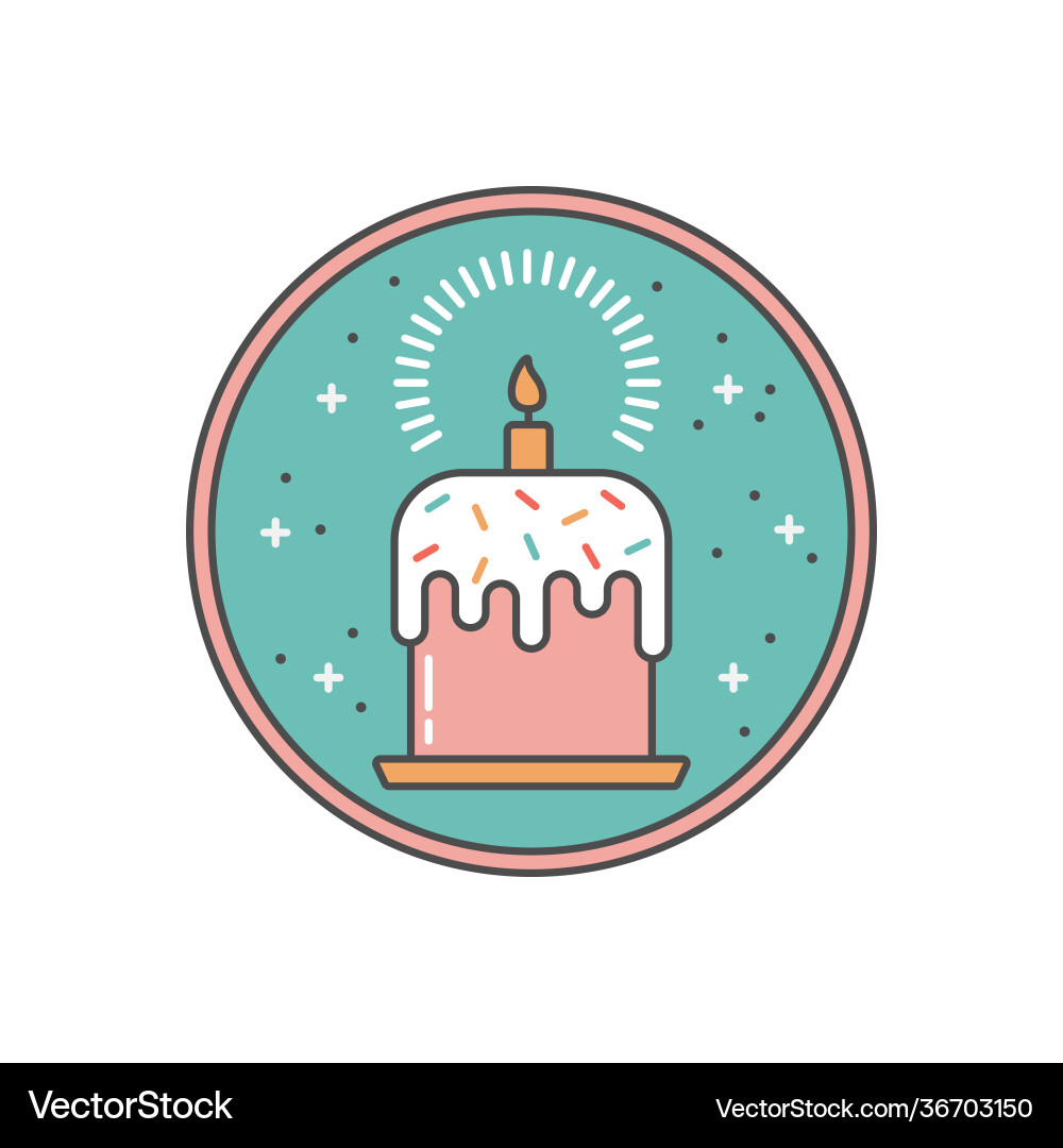 Simple linear icon colorful easter cake Simple linear icon colorful easter cake vector image