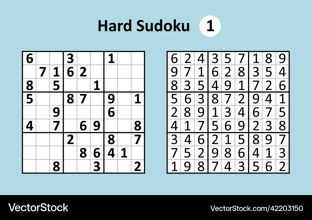 Sudoku game with answers hard complexity simple vector image