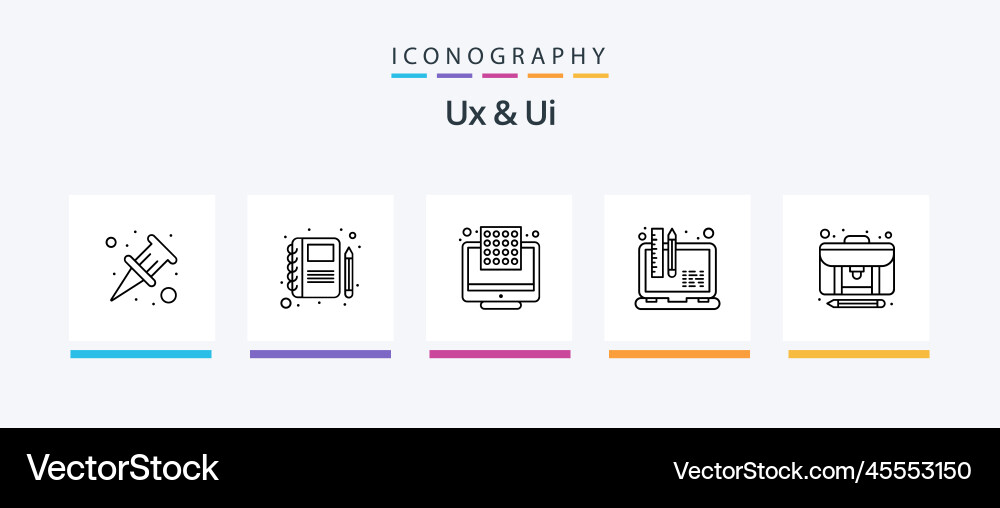 Ux and ui line 5 icon pack including site map vector image