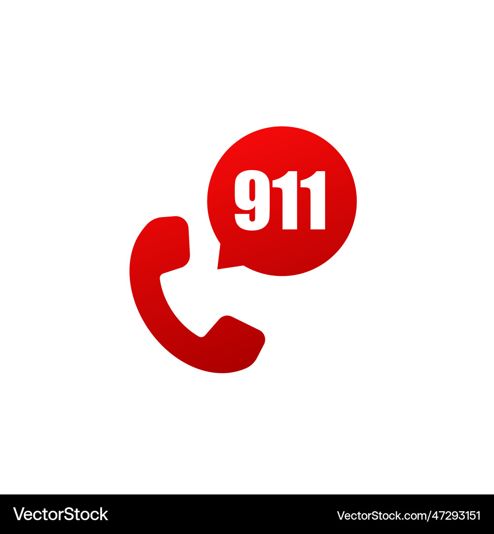911 emergency call number button 911 emergency call number button vector image