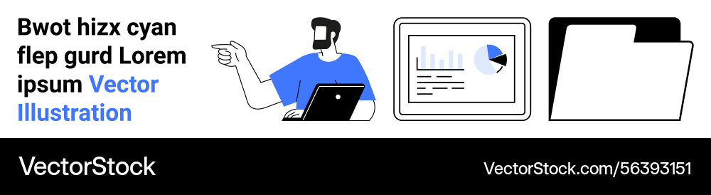 Analytics presentation with laptop data report Analytics presentation with laptop data report vector image