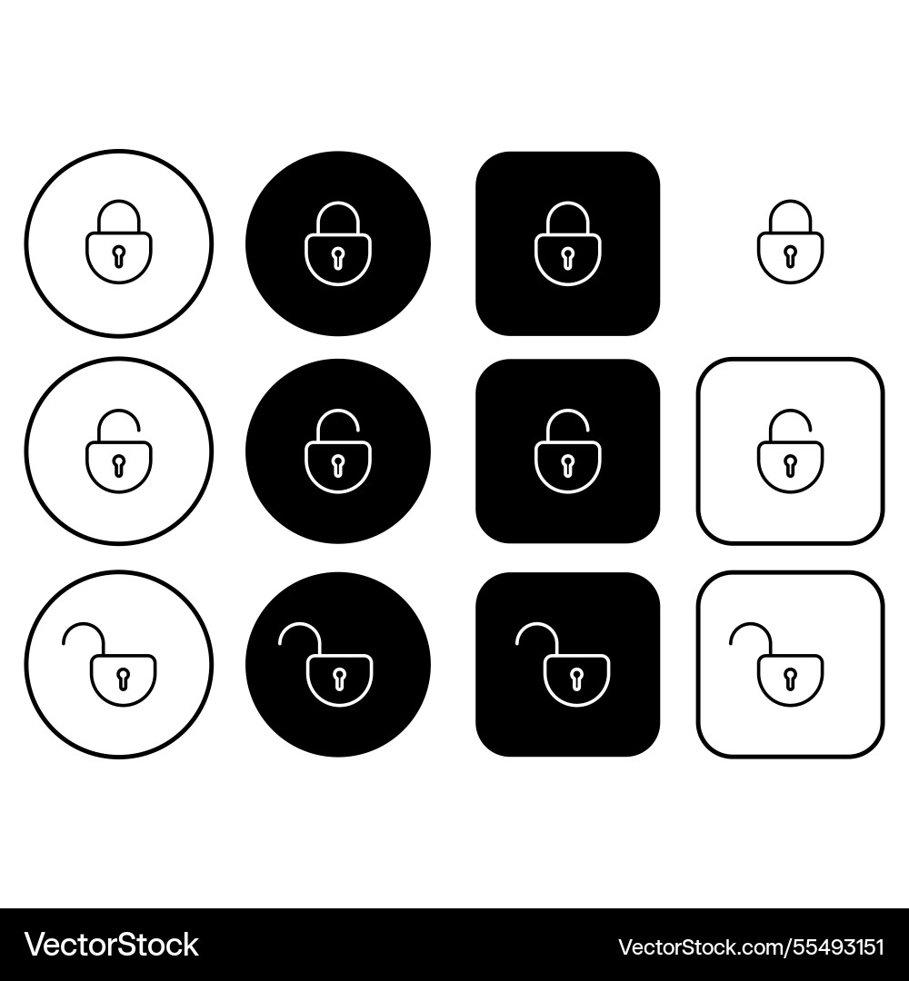 Collection of security buttons with lock icons Collection of security buttons with lock icons vector image