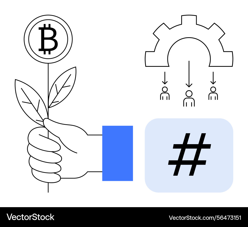 Cryptocurrency and growth concept with blockchain Cryptocurrency and growth concept with blockchain vector image