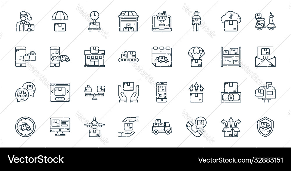 Delivery line icons linear set quality Delivery line icons linear set quality vector image