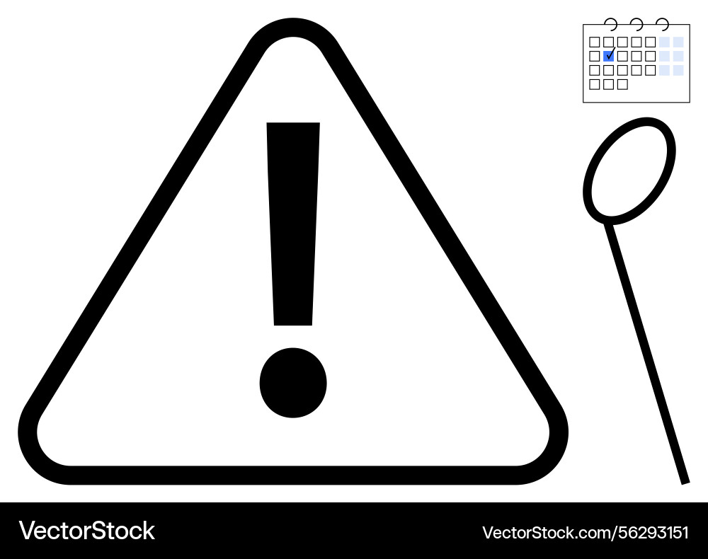 Exclamation mark in warning triangle with calendar Exclamation mark in warning triangle with calendar vector image