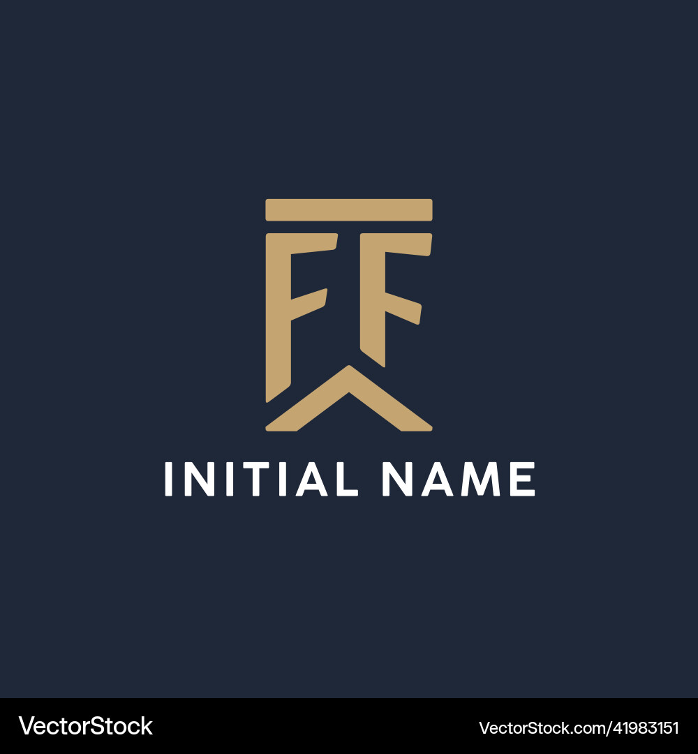 Ff initial monogram logo design in a rectangular Vector Image