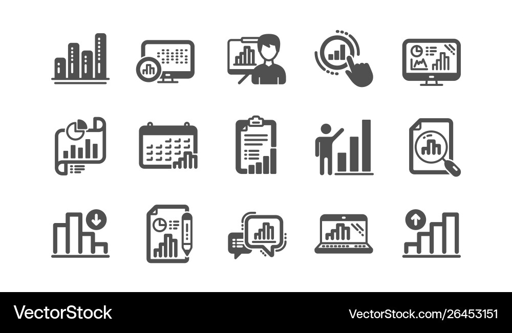 Graph icons charts and graphs presentation vector image