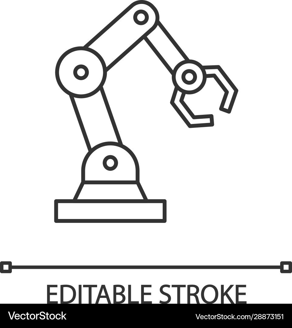 Industrial robotic arm linear icon Industrial robotic arm linear icon vector image