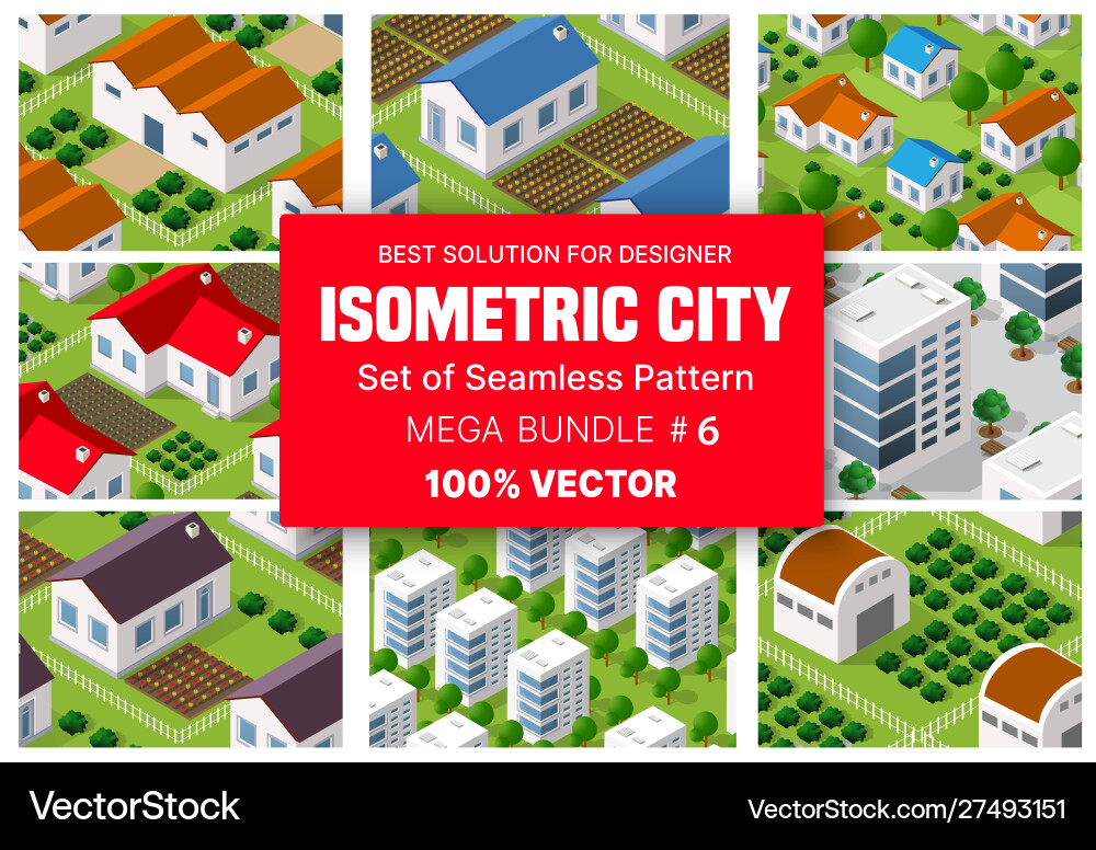 Isometric set blocks module areas Vector Image