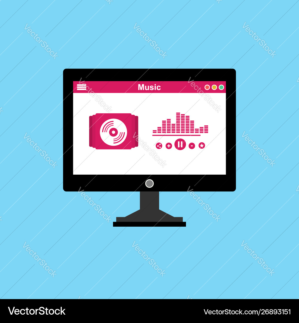 Media player application app template with flat Vector Image