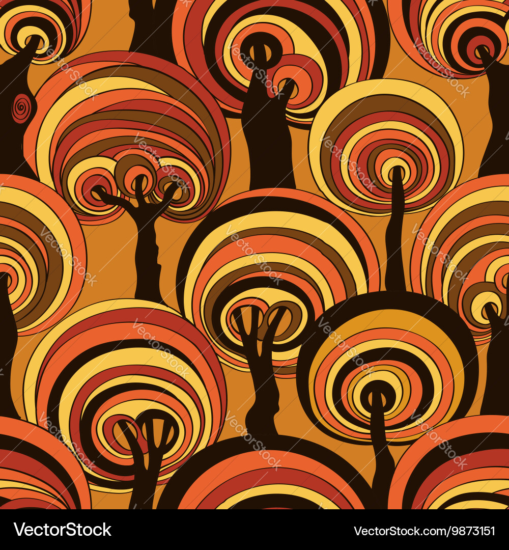 Psychedelic Autumn Tree Pattern vector image