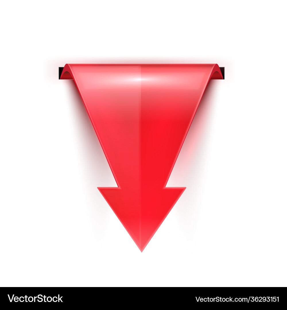 Realistic 3d red glossy pointer on white Realistic 3d red glossy pointer on white vector image