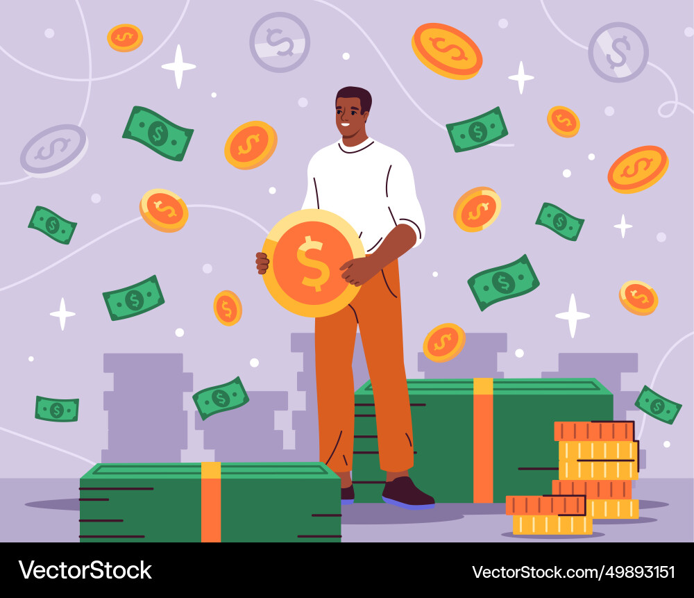 Rich man with money Vector Image