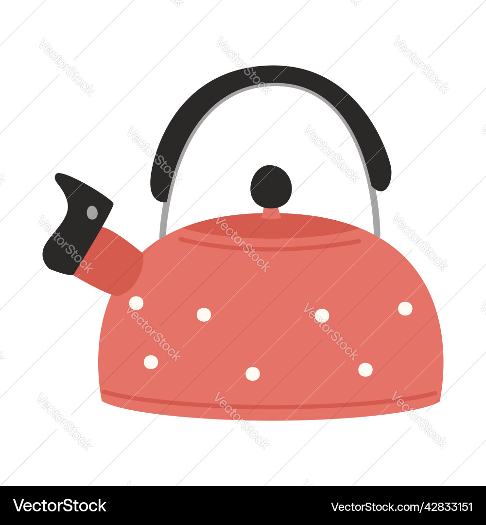 Rote Polka Dot Teekanne mit Deckel und Pfeifküche Rote Polka Dot Teekanne mit Deckel und Pfeifküche vektorbild