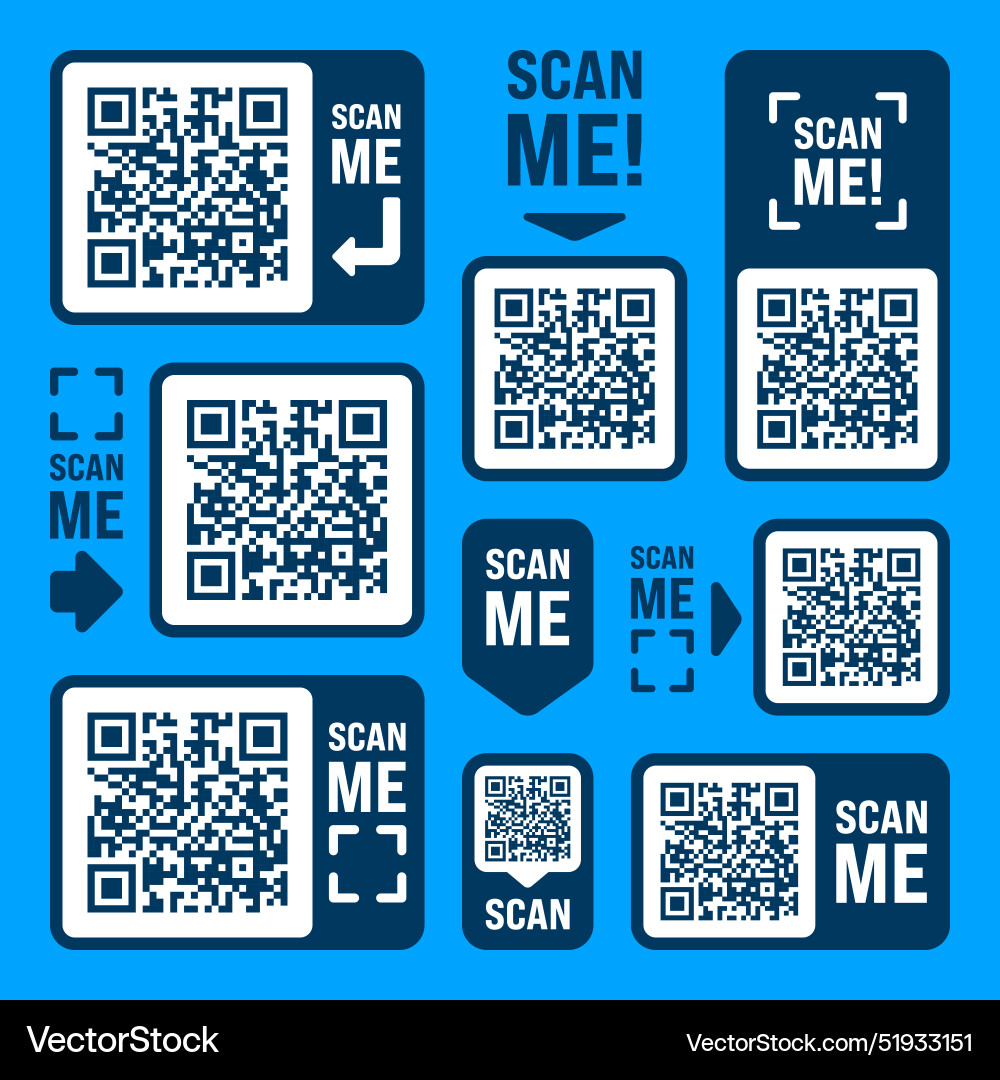 Scan me qr code sticker with text online payment vector image