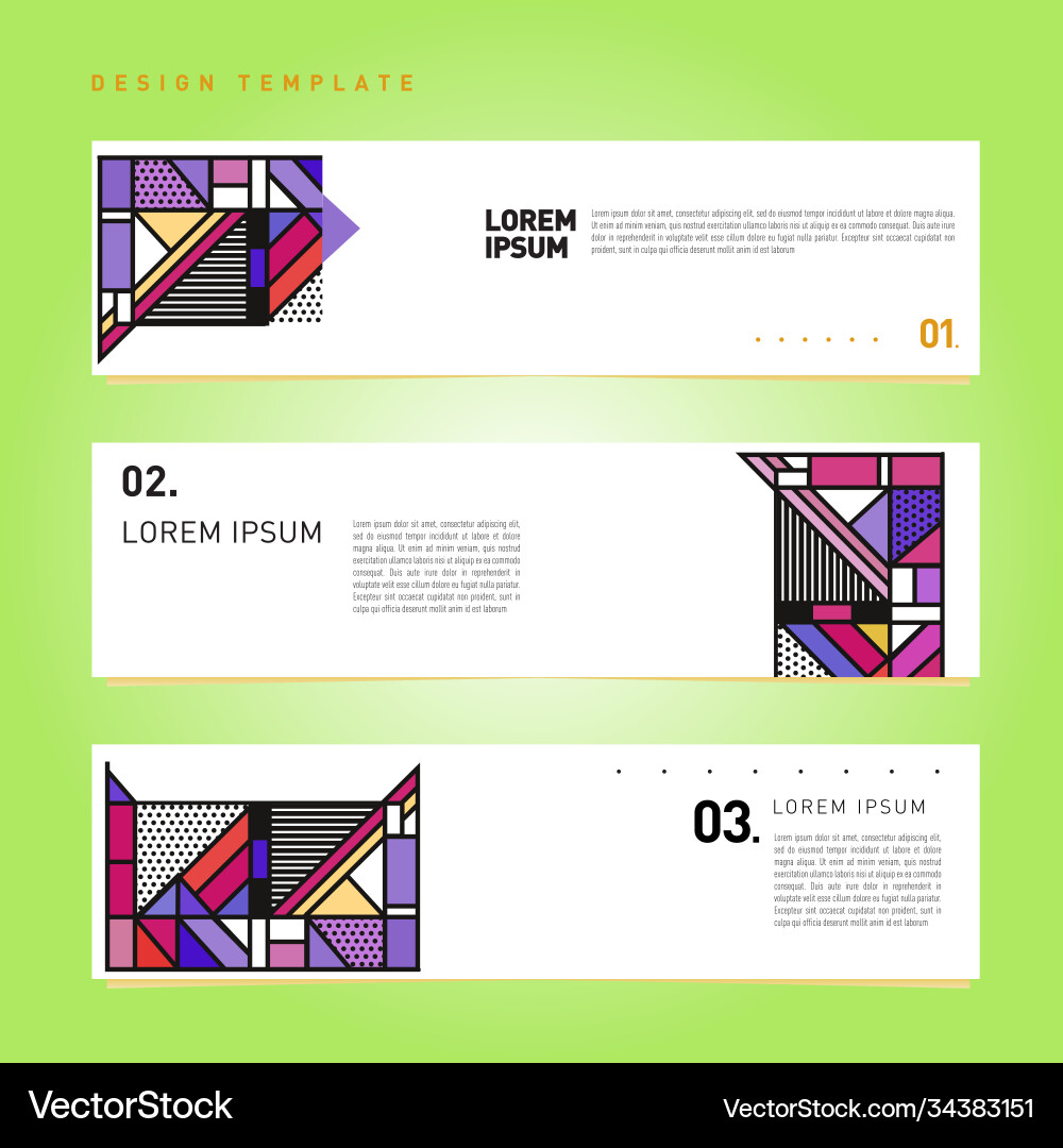 Set abstract banner web design template retro Vector Image