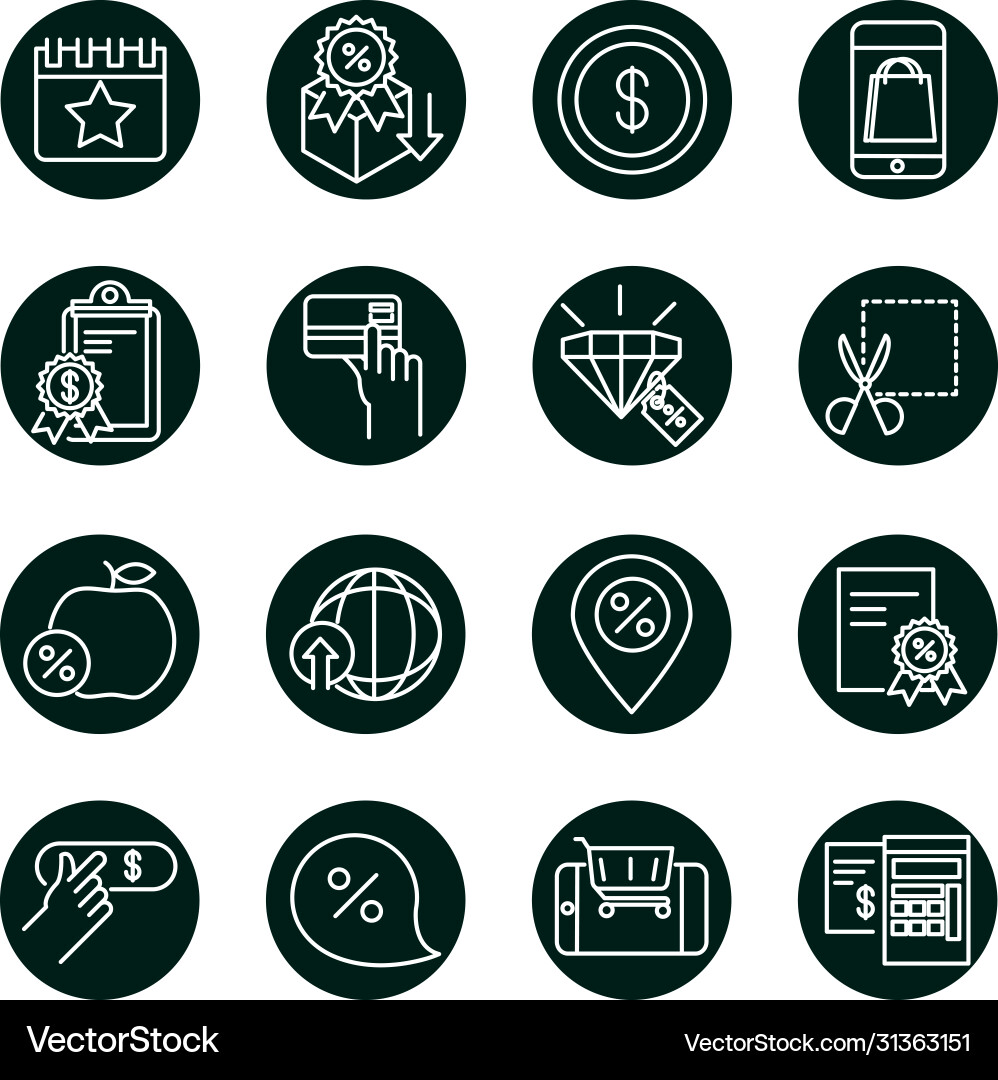 Shopping block and line style icon set vector image