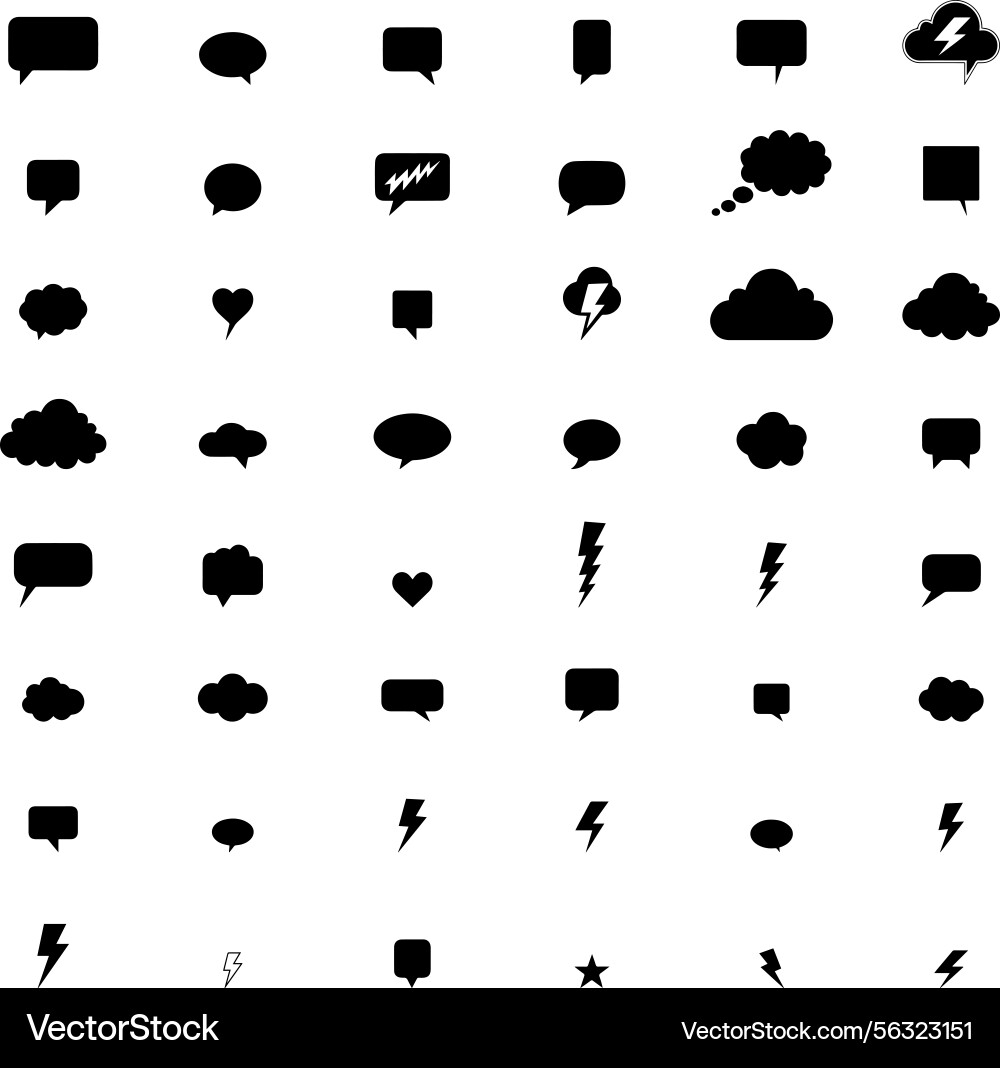 Speech bubble cloud and lightning icon set Vector Image