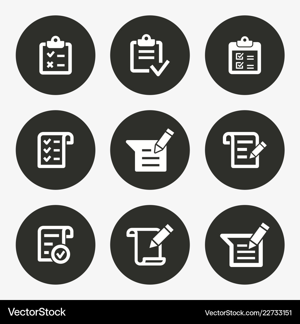 Survey icon set round button Vector Image